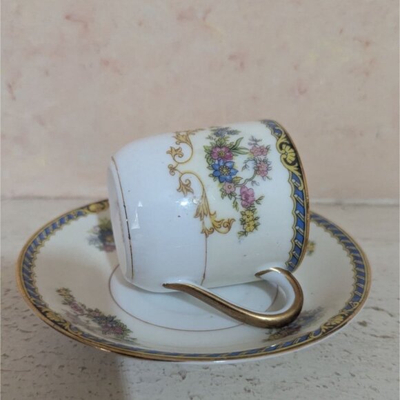 Noritake Romance Demitasse Cup & Saucer Set Japan 76085 Floral Gold Fine China C - Picture 5 of 8